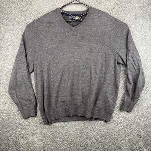 Club Room Men's‎ Gray V-Neck Merino Wool Blend Sweater XL